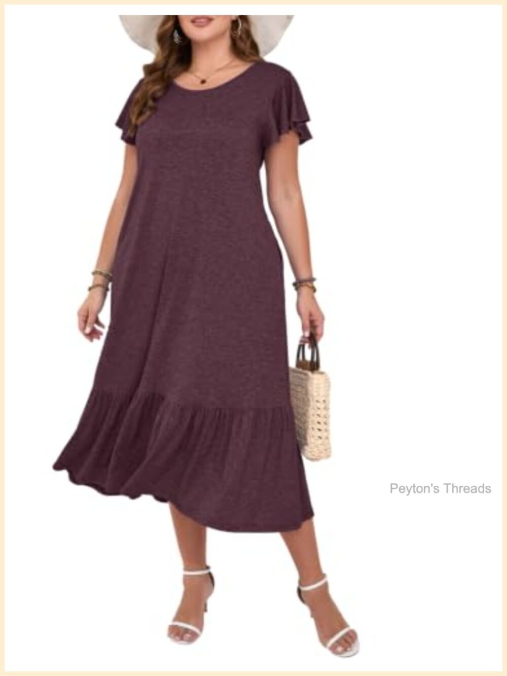 Plus Size Casual A-Line Sundress with Pockets Floral Bohemian Vacation Dress